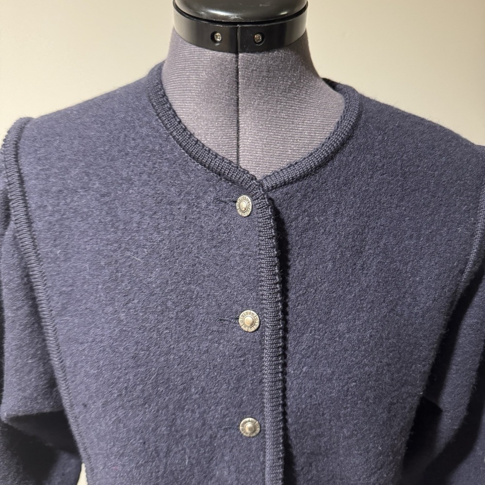 Geiger Austria Women's 40 Navy Boiled Wool Jacket Cardigan Vintage - Picture 2 of 9